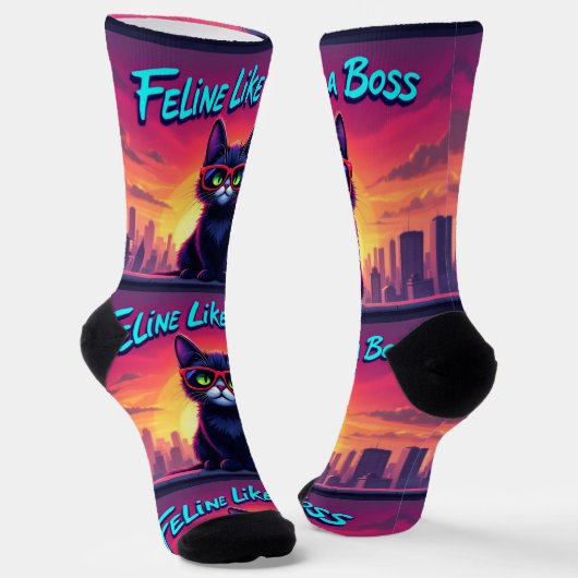 Bright Socks RANDOPIX Feline Like A Boss 0039511 Sokken (Gebogen)