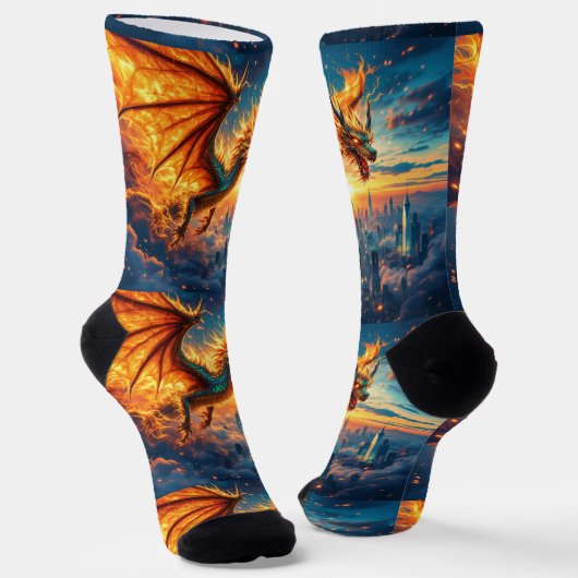 Bright Socks RANDOPIX Green Fire Dragon 0039513 Sokken (Gebogen)
