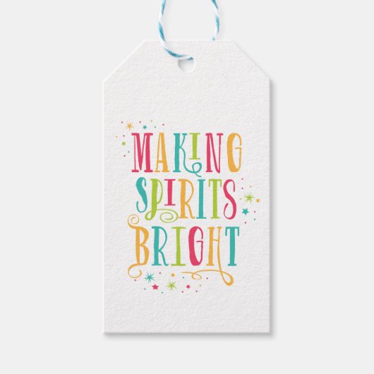 Bright Spirits Kleurrijke Holiday Gift Label Cadeaulabel (Voorkant)