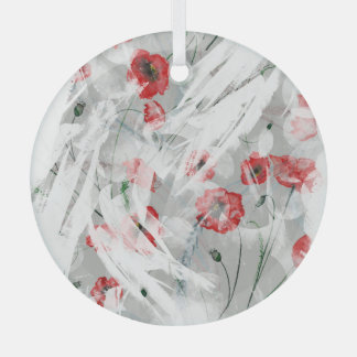 Bright Splash Red Poppy Waterverf Glas Ornament