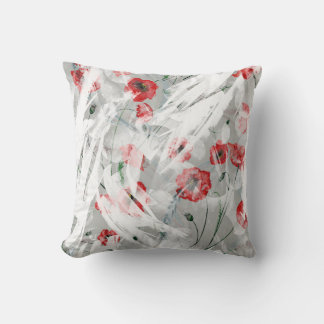 Bright Splash Red Poppy Waterverf Kussen