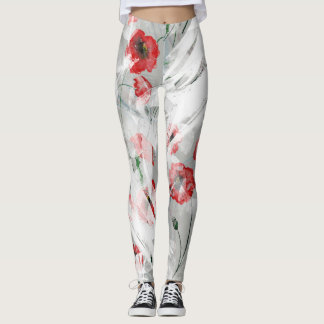 Bright Splash Red Poppy Waterverf Leggings