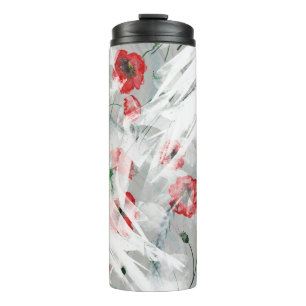 Bright Splash Red Poppy Waterverf Thermosbeker
