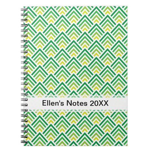 Bright Spring Green Geometric Chevron ZigZag Notitieboek (Voorkant)