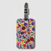 Bright Spring Pansies Floral Garden Pattern Bagagelabel (Voorkant (verticaal))