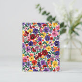 Bright Spring Pansies Floral Garden Pattern Briefkaart (Staand voorkant)