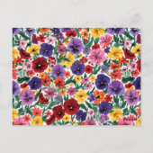 Bright Spring Pansies Floral Garden Pattern Briefkaart (Achterkant)