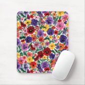 Bright Spring Pansies Floral Garden Pattern Muismat (Met muis)