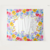 Bright Spring Waterverf Flowers Wedding Achtergron Wandkleed (Voorkant (horizontaal))