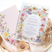 Bright Spring Wildflower Fairy Eerste 1e Verjaarda Kaart