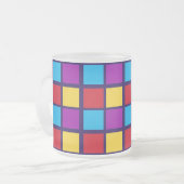 Bright Squares (with red and blue)  Matglas Koffiemok (Voorkant links)