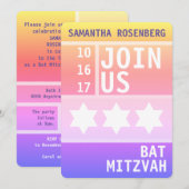 Bright Star of David Invitation Bat mitzvah (Devant / Derrière)