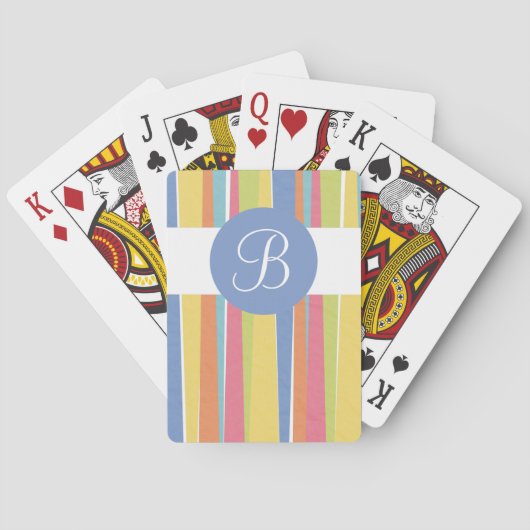 Bright strepen aangepaste monogram speelkaarten (Achterkant)