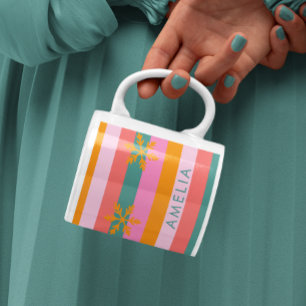 Bright Stripe Cosy Christmas Snowflake Koffiemok