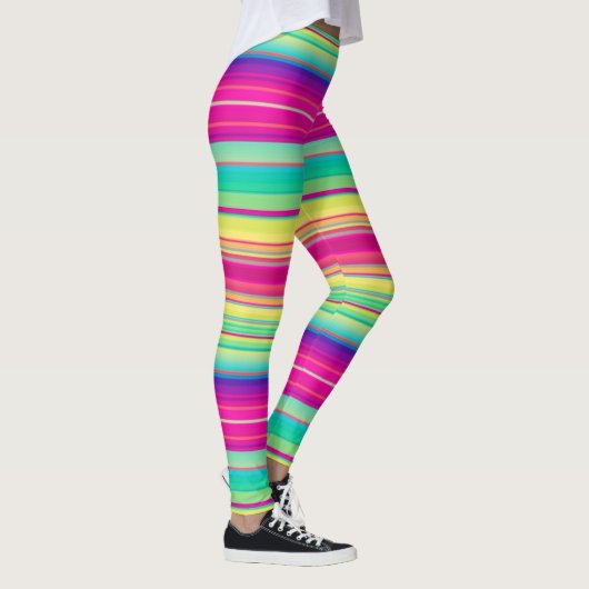 Bright Stripe Vrouwen Kleurrijke Running Leggings (Rechts)