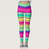 Bright Stripe Vrouwen Kleurrijke Running Leggings (Voorkant)