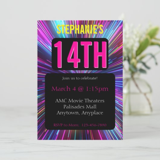 Bright Strobe Light Invitation Anniversaire (Debout devant)