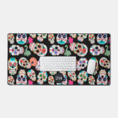 Bright Sugar Skulls Pattern Monogram Bureaumat (Keyboard & Muis)