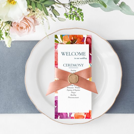 Bright Summer coloré coutume programme de mariage