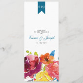 Bright Summer coloré Mariage plat menu (Dos)