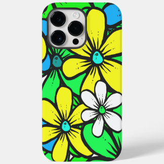 Bright Summer Flowers Blue Yellow en Green iPhone 14 Pro Max Hoesje