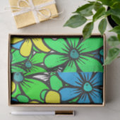  Bright Summer Flowers Blue Yellow en Green Tissuepapier (Geschenk)