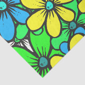  Bright Summer Flowers Blue Yellow en Green Tissuepapier (Detail)