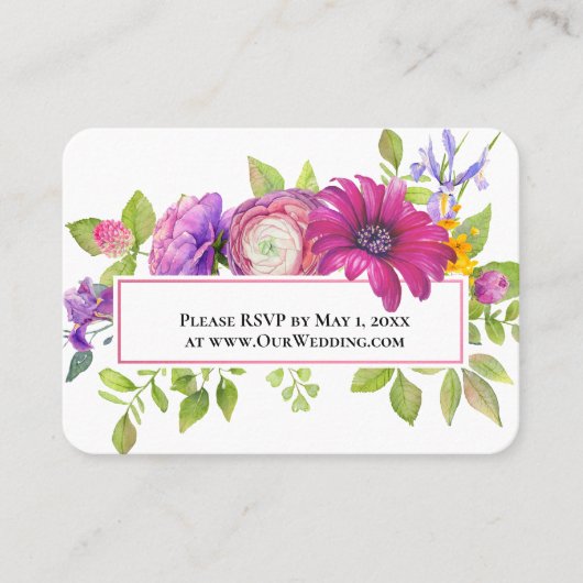 Bright Summer Flowers Site Mariage Carte RSVP (Devant)