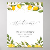 Bright Summer Lemon Baby shower Welkom Poster (Voorkant)