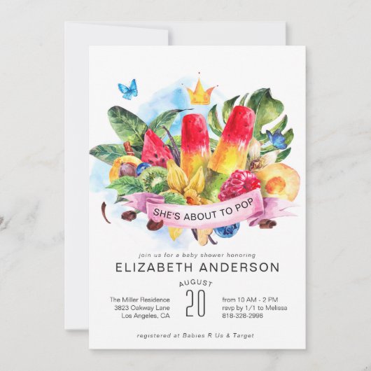 Bright Summer Popsicle Baby shower Invitation Kaart (Voorkant)