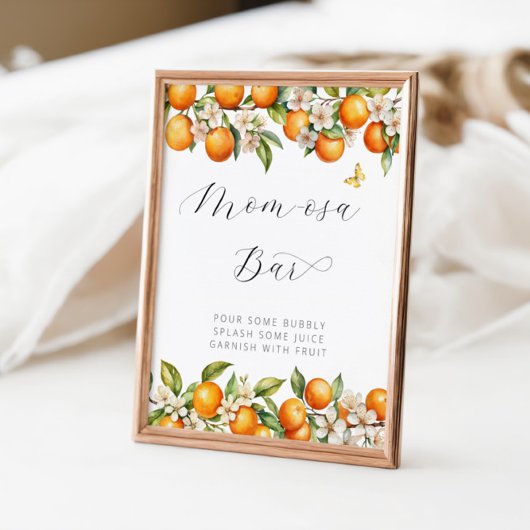 Bright Summer Sinaasappels Baby shower Mom-osa Bar Poster