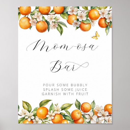 Bright Summer Sinaasappels Baby shower Mom-osa Bar Poster (Voorkant)