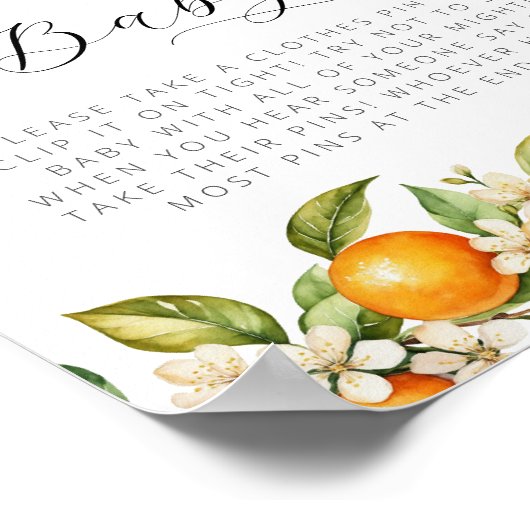 Bright Summer Sinaasappels Baby shower Zeg niet Ba Poster (Hoek)