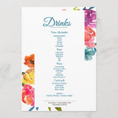 Bright Summer turquoise Mariage plat Menu & Boisso (Dos)