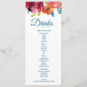 Bright Summer turquoise Mariage plat Menu & Boisso (Dos)