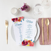 Bright Summer turquoise Mariage plat Menu & Boisso