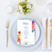 Bright Summer turquoise Mariage plat Menu & Boisso