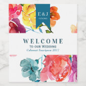 Bright Summer "Welcome" Vin bouteille Étiquette (Étiquettes simples)