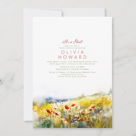 Bright Summer Wildbloemen Boho Baby shower Kaart (Voorkant)