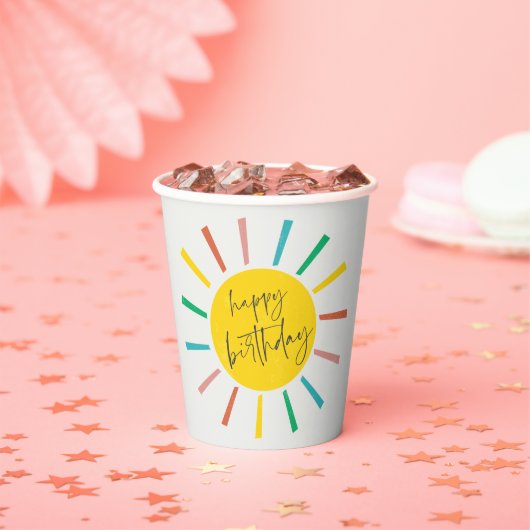 Bright Sun Script Kids Birthday Party Papieren Bekers (Insitu)