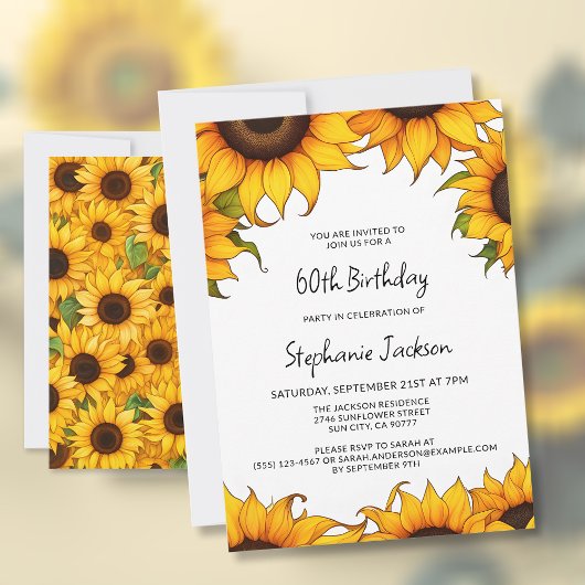 Bright Sunflower Anniversaire de fête Carte d'invi