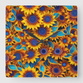 Bright Sunflower Clock Vierkante Klok (Voorkant)