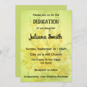 Bright Sunflower  Lime Green Dedication Invitation (Devant / Derrière)