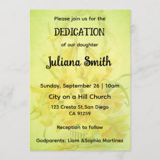 Bright Sunflower  Lime Green Dedication Invitation Kaart