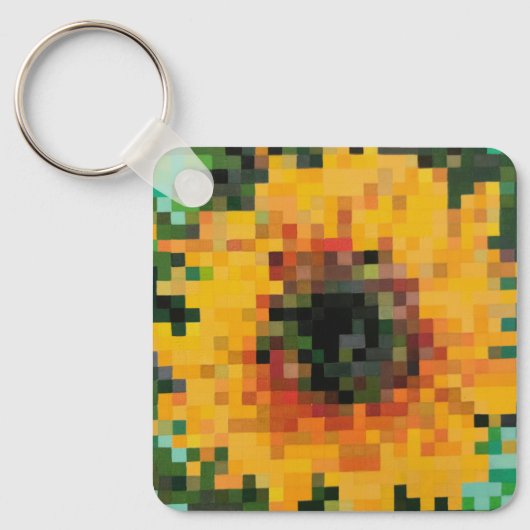 Bright sunflower on green background sleutelhanger (Voorkant)