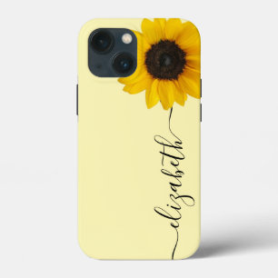 Bright Sunflower Script Stem Naam iPhone Hoesje