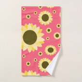 Bright Sunflowers on Pink Bad Handdoek (Handdoek)
