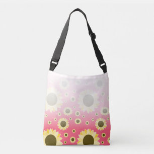 Bright Sunflowers on Pink Crossbody Tas