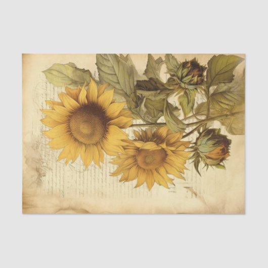 Bright Sunny Sunflowers op  script Tissuepapier (Voorkant)