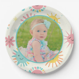 Bright Sunshiny Day Foto Verjaardag Papieren Bordje